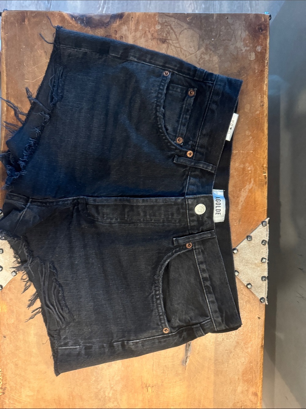 Agolde Parker High-Rise Frayed Denim Shorts